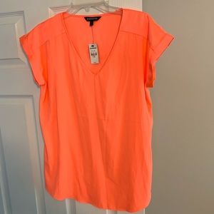 Express bright orange sleeve blouse new L